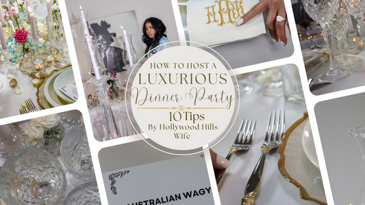 Guests enjoying a luxurious dinner party together. Hollywood Hills Wife.